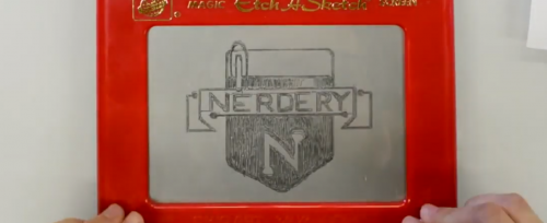 Logo on an etch a sketch